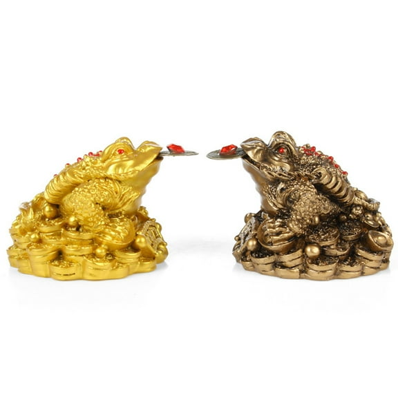 Ludlz Feng Shui Money Frog, Lucky Money Toad Decorations,Ideal for Attracting Wealth Resin Feng Shui Toad Luck Fortune Ornament Home Office Business Decorative Craft