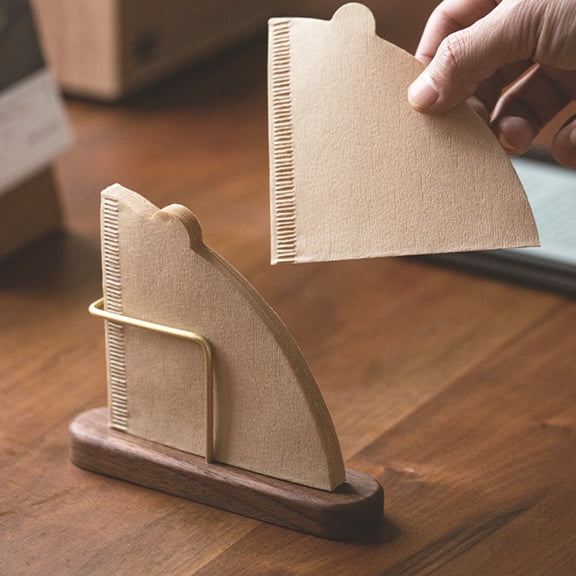 Ludlz Filter Paper Rack Holder Reusable Thickened Portable Wooden Coffee Filter Paper Storage Holder Stand Bar Accessory