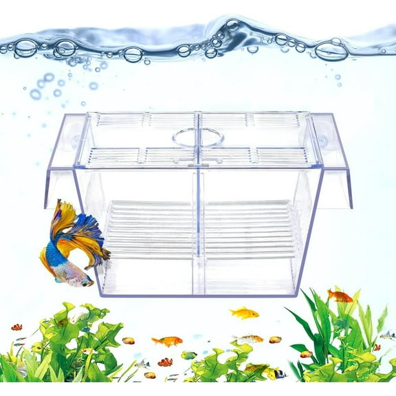 Ludlz Fish Breeding Box, Acrylic Fish Isolation Box with Suction Cups, Aquarium Acclimation Incubators for Baby Fishes Shrimp Clownfish and Guppy