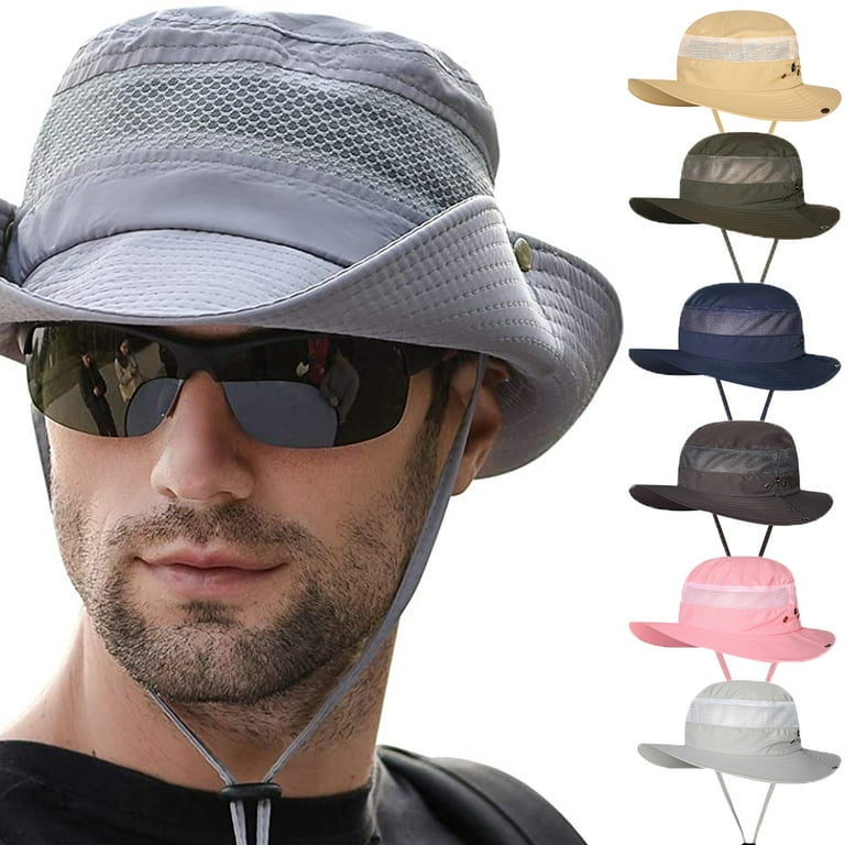 Ludlz Fisherman Hat Wide Brim Sun Protection Unisex Lightweight Breathable  Net Fishing Hat for Beach