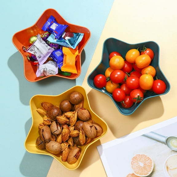 Ludlz Five-pointed Star Fruit Plate Large Capacity Food Grade Plastic Multi-purpose Snack Fruit Nut Food Serving Tray Bowl Dish Holder Kitchen Supplies