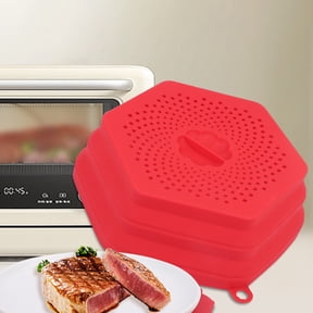 Ludlz Flexible Safe Microwave Food Cover Vented Collapsible Splatter Guard with Heat Resistant Silicone Mat Multi-Purpose Non-Slip Lid