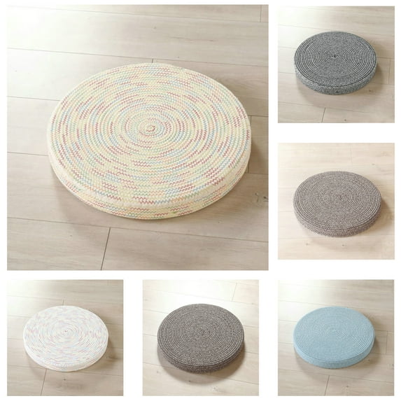 Ludlz Floor Pillow Natural Eco-friendly Linen Rope Round Woven Wear Resistant Tatami Cushion for Home