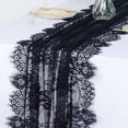 thumbnail image 1 of Ludlz Floral Lace Table Runner French Elegant Romantic Sheer White Black Tulle Long Rectangle Wedding Bridal Shower Party Dining Table Cover Kitchen Supplies, 1 of 8