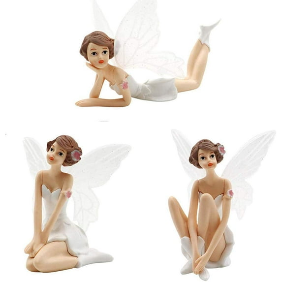 Ludlz Flower Fairy Figurine Wedding Birthday Cake Topper Dollhouse Ornament Desk Decor