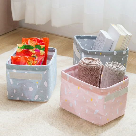 Ludlz Folding Cotton Linen Storage Basket Desktop Sundries Cosmetics Box Organizer