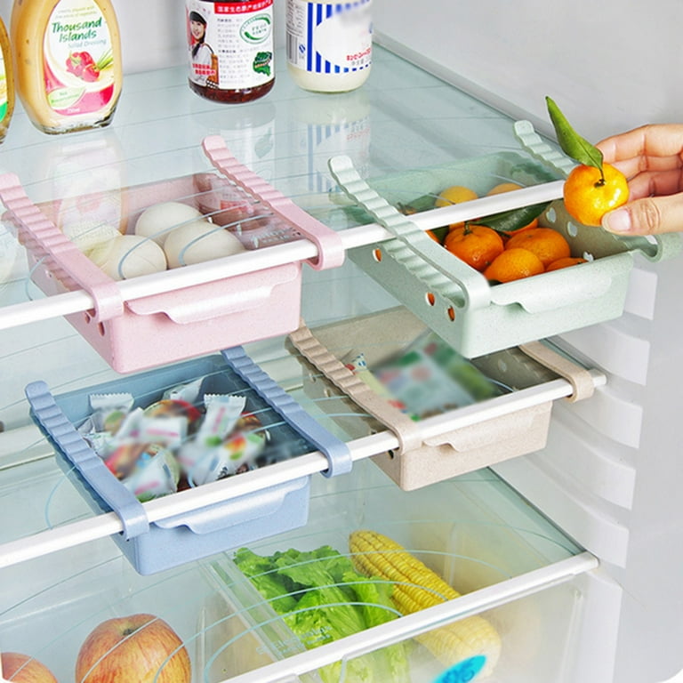 Fridge Drawer Organizer, Retractable Drawer Refrigerator Storage