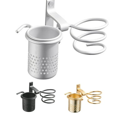 Ludlz Hair Dryer Holder, Hair Dryer Organizer Wall Mount Hair Blow Dryer Hanging Rack Spiral Hair Styling Stand Organizer With Cup Perfect Bathroom Washroom Accessories