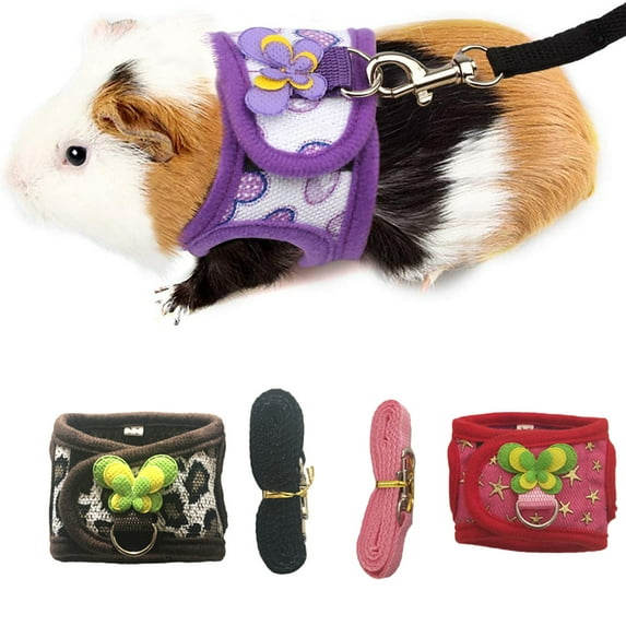 Ludlz Hand Made Harness Vest and Leash Set for Hamster Rats Iguana Bearded Dragon Baby FerretSoft&Adjustable