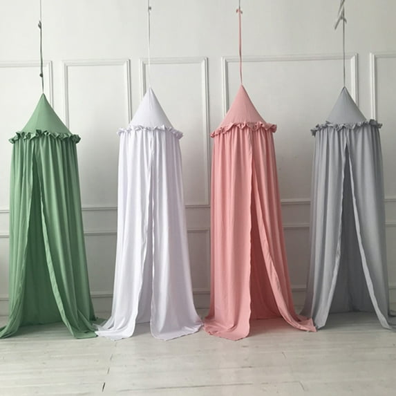 Ludlz Hanging Pink Princess Canopy Baby Bed Mosquito Net Bed with Tassels - Hideaway Tent for Kids Rooms or Cribs. Nursery Decoration - Slightly Sheer Drapes for Child, Play or Reading