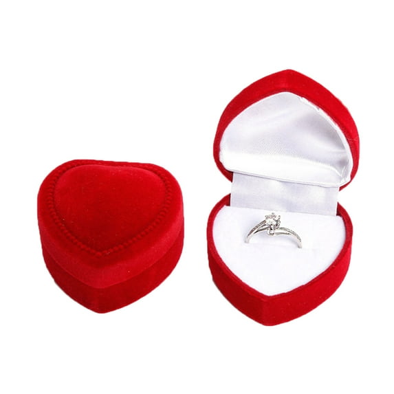 Ludlz Heart Shaped Velvet Ring Box Jewelry Display Gift Box Case for Proposal Engagement Wedding