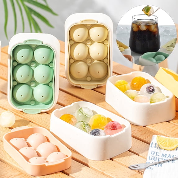 Ludlz Ice Cube Mold Easily Demold Full Ball with Lid 6 Grids Storage Bin Ice Cube Maker Tray Coffee Shop Supply