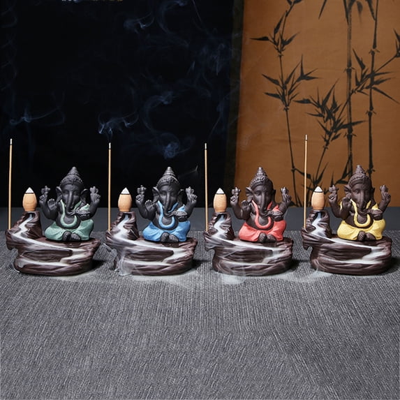 Ludlz India Elephant God Ganesha Backflow Incense Burner Censer Holder Gift Decoration