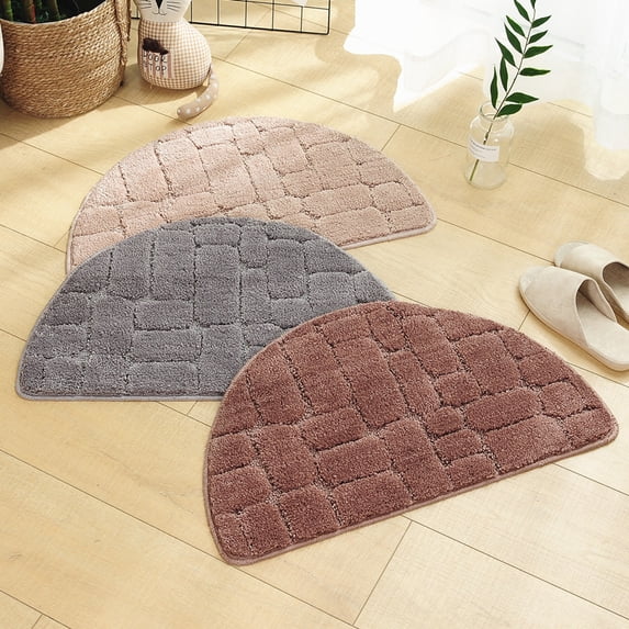 Ludlz Indoor Doormat Solid Color Semicircular Super Absorbent Water Low Profile Mats Machine Washable Non Slip Rubber Entrance Rug for Front Door Inside Dirt Trapper Mats Shoes Scraper