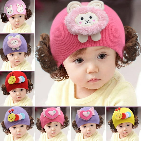 Ludlz Infant Baby Winter Hat Beanies Crochet Warm Knitted Wig Hat