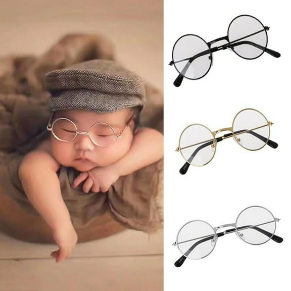 Ludlz Infant Newborn Photography Glasses Baby Boy Girl Photo Shoot Sunglasses Props Retro Style Round Baby Infant Eyeglass Frame Children Eyewear Photography Prop