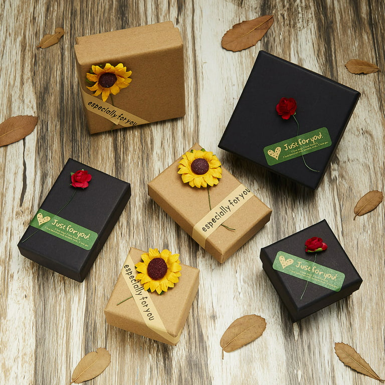 Ludlz Jewelry Gift Box, Rose Sunflower Design Small Kraft Paper Box for  Rings Pendants Earrings Necklaces - Ideal for Christmas Holiday Anniversary  Wedding Birthday 