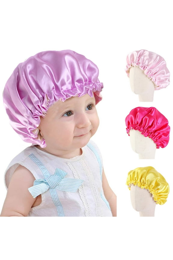 Kids Satin Bonnet Sleeping Cap Adjustable Sleep Bonnet with Drawstring Reversible Night Caps for Kids Child Baby Toddler Sleep Cap Double Layer