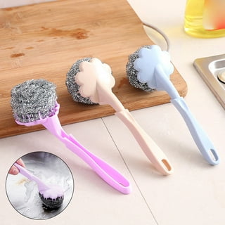 Hemoton 1 Set Stainless Steel Pan Brush Metal Scrubber Dish Cleaner Brush  Cleaning Scrubber Cleaning Tool Kitchen Handle Brush Pan Cleaning Brush  Dish