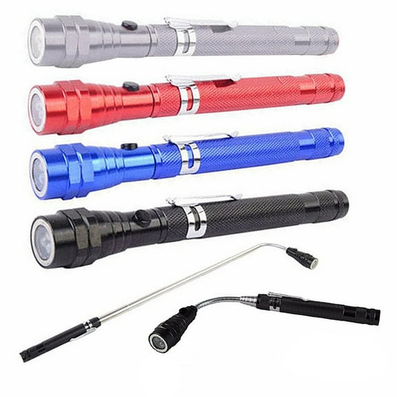 Ludlz LED Pocket Pen Light Flashlight - 3-LED Magnetic Retractable Free Bending Car Repair Penlight Flashlight with Clip - Perfect Flashlights for Inspection, Work, & Repair