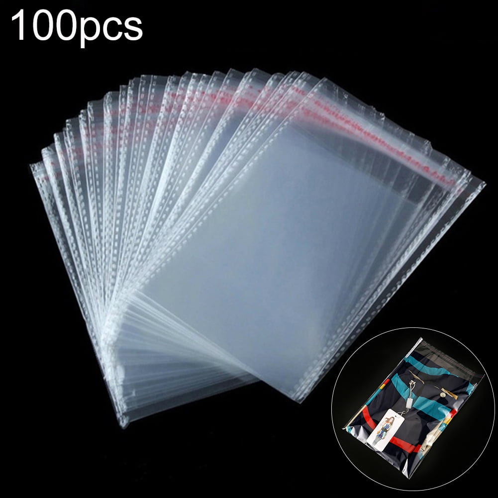 100PCS Plastic Clothes Packing Bags Transparent Garment Packing Bag Clothes  Sports Shoes Self-sealing Bags Self-adhesive Leather 