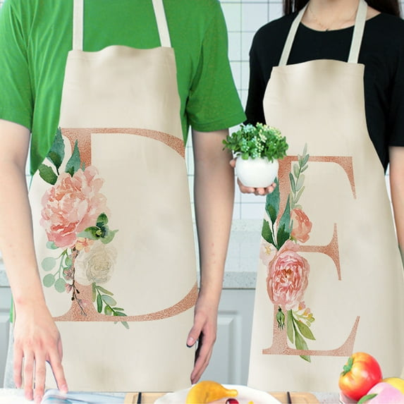 Ludlz Letter A to Z Apron,Alphabet with Sunflower White Background Bib Apron with Adjustable Neck for Men Women,Suitable for Home Kitchen Cooking Waitress Chef Grill Bistro Baking BBQ Cobbler Apron