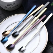 Ludlz Long Handle Mixing Stirring Spoons Stainless Steel, For Ice Tea Coffee Cocktail Espresso Ice Cream Stainless Steel Spoon Kitchen Long Handle Coffee Dessert Cocktail Stirring Scoop