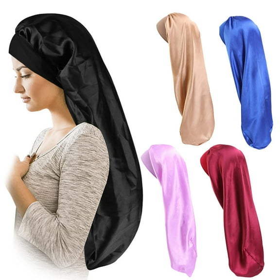 Ludlz Long Satin Bonnet Sleep Cap Extra Large Silk Bonnet with Soft Elastic Band Night Sleeping Hair Cap Night Hat for Women Natural Hair Long Curly Hair, Dreadlocks, Braids