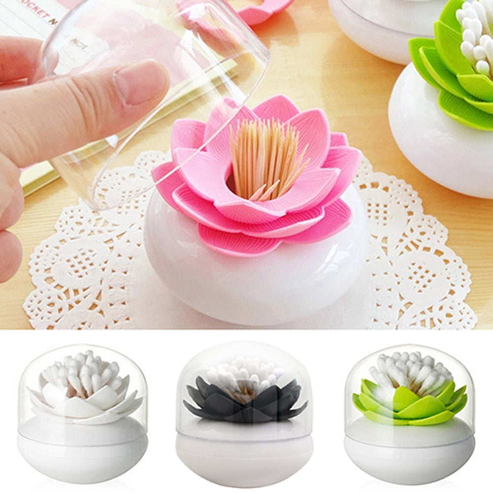 Lotus Cotton Swab Holder With Clear Lid - 2 Pack, Dustproof Storage For Q-tips, Toothpicks & More - View #9