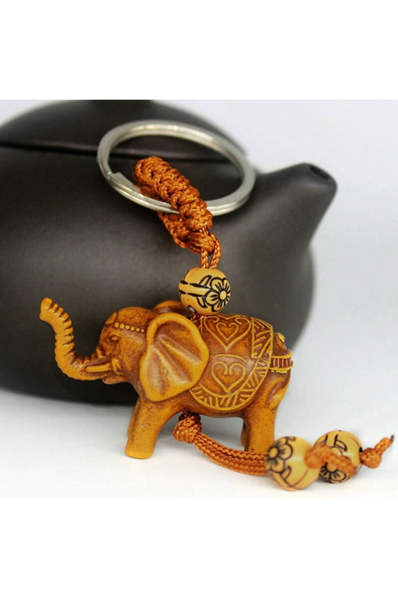 Lucky Elephant Resin Pendant Keychain Car Key Ring Holder Bag Purse Decor Gift