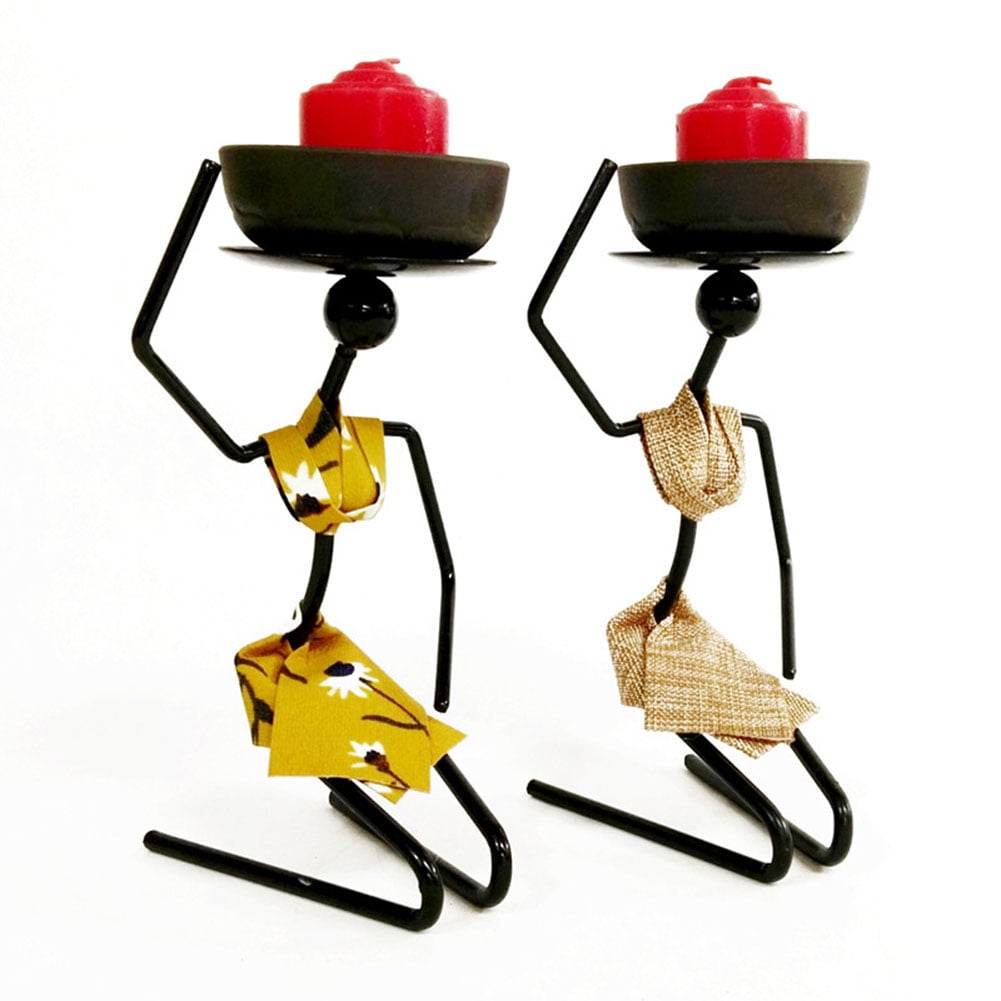 Ludlz Mantle Candelabra or Wax Candle Holders For Fireplace with Black