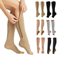 Ludlz Men & Women Zipper Compression Socks, Open Toe Compression Socks Calf Leg Support Unisex Prevent Varicose