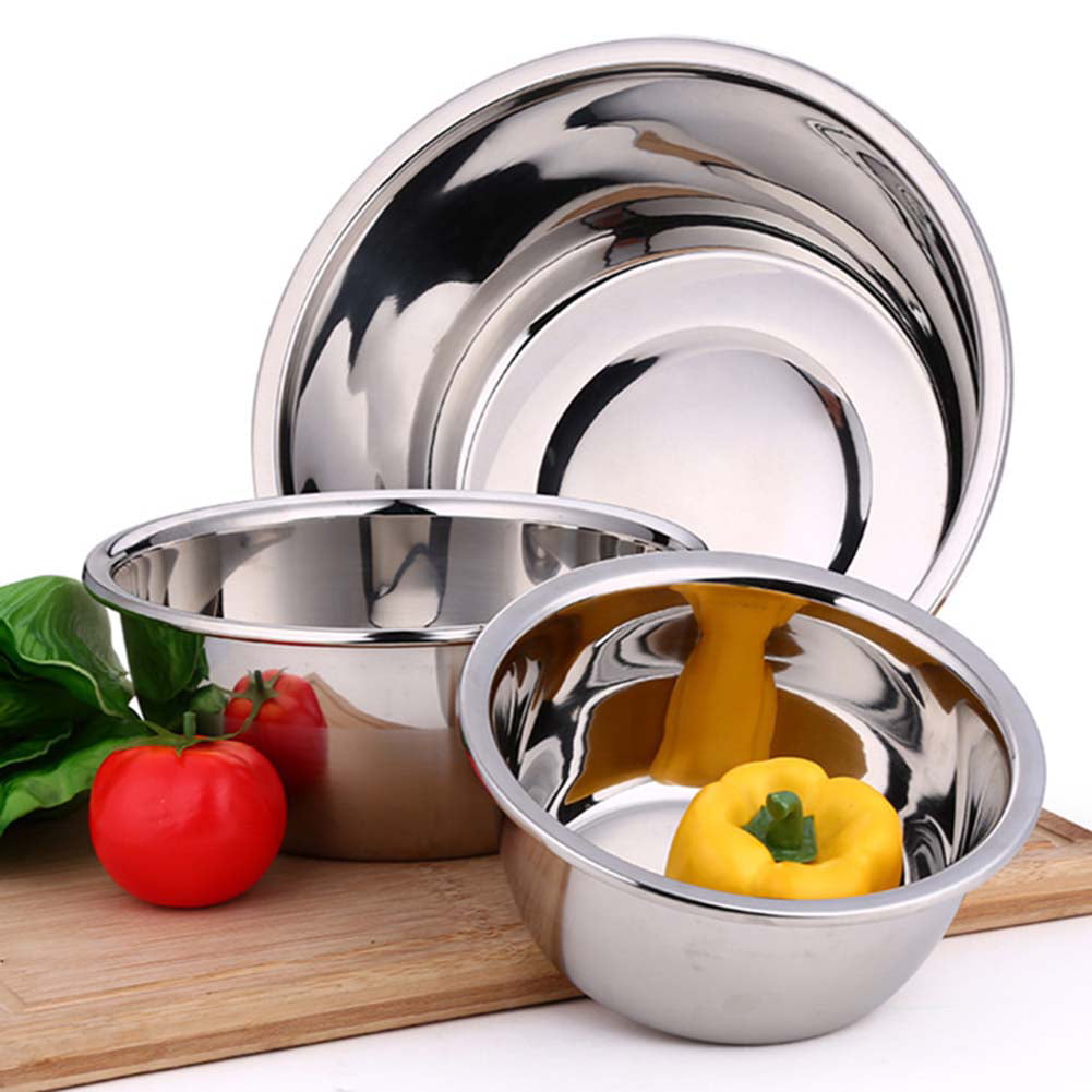 Ludlz Stainless Steel Bowl Insulated Metal Snack Bowls Stainless Steel Heat Insulated Round Rice Soup Bowl Kitchen Dining Tableware, Size: 14 cm, Gold