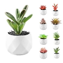 Ludlz Mini Fake White Ceramic Potted Succulents Artificial Plants - Faux Succulents Plants for Home , Office Shelf Decorations Artificial Multilayer Succulent Plant Bonsai for Home