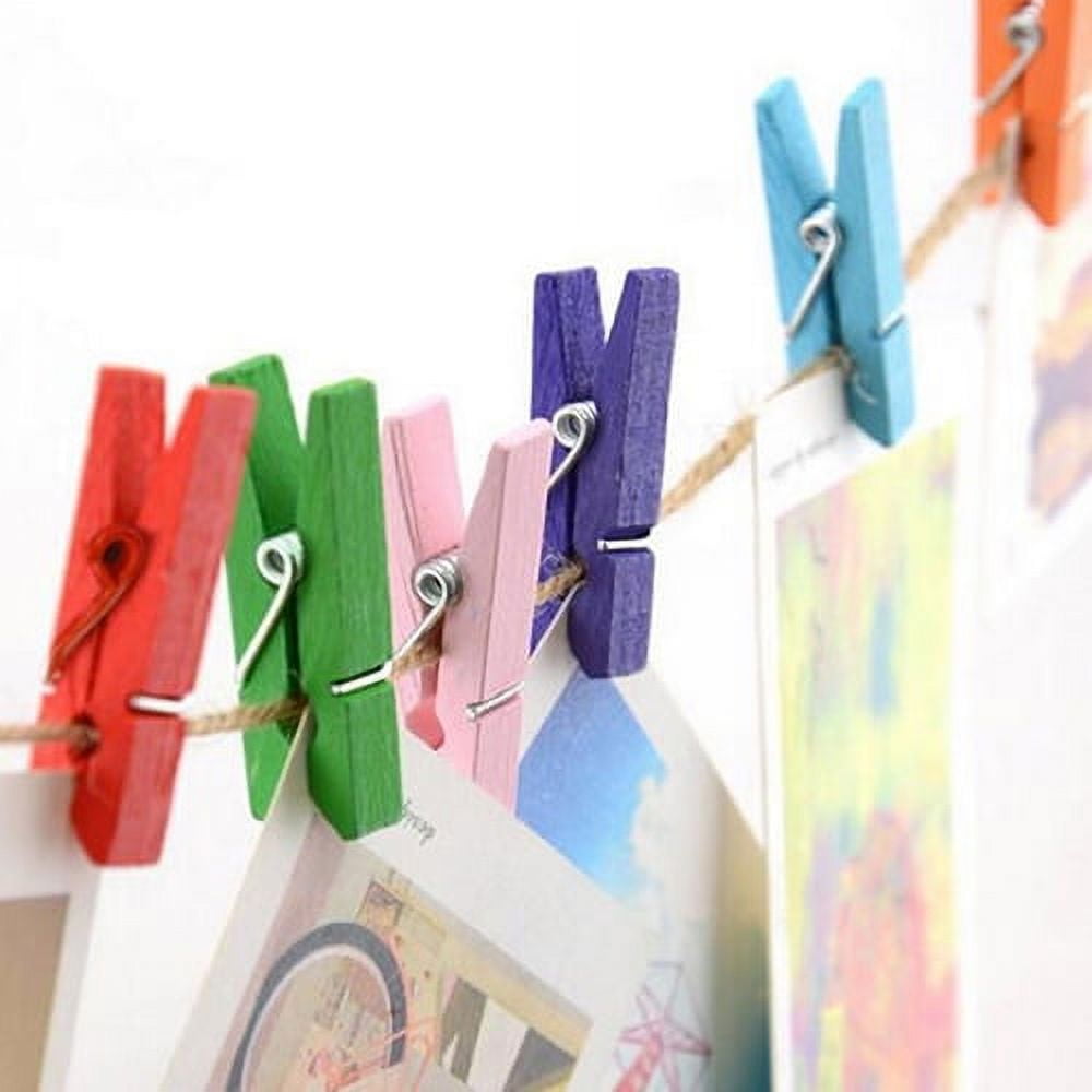 1 Inch 20 PCS Mini Clothespins, Mini Clothes Pins for Photo Natural  Multicolor Wooden Small Picture