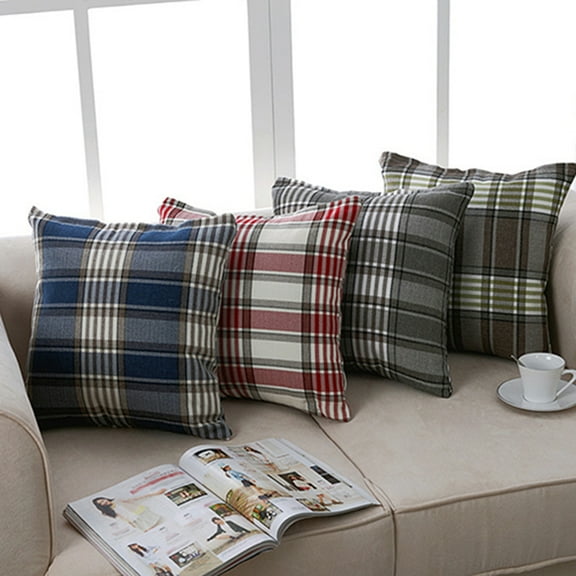 Ludlz Modern Plaid Pillow Case Throw Cushion Square Cover Protector Home Car Decor