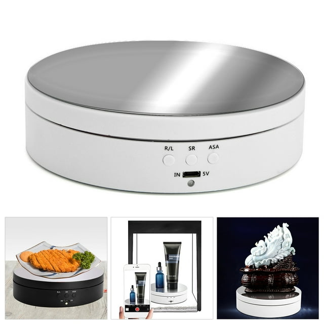 Ludlz Motorized Rotating Display Stand Flexible Adjustment, ABS, 5.43" x 5.43" x 1.38", White