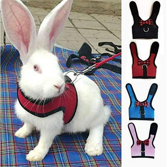 Ludlz Multipurpose Rabbits Hamster Vest Harness with Leash Bunny Mesh Chest Strap Harnesses Ferret Guinea Pig Small Animals Pet Accessories
