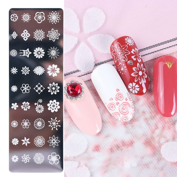 Ludlz Nail Art Stamping Plate Clear Engraved Leaf Flower Printing Stainless Steel DIY Manicure Template Nail Tool for Beauty