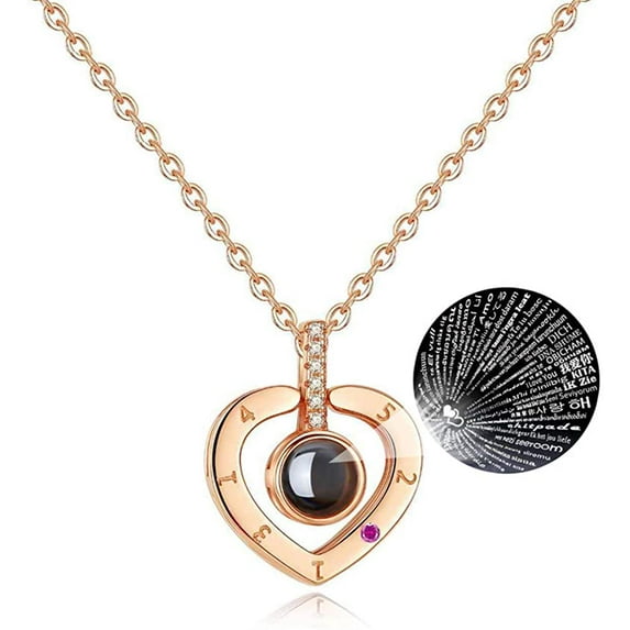 Ludlz Necklace That Says I Love You in 100 Languages 100 Different Ways Rose Gold I Love You Necklace in 100 Languages Xmas Gift V-Day Present Necklaces for Girlfriend Wife Lover
