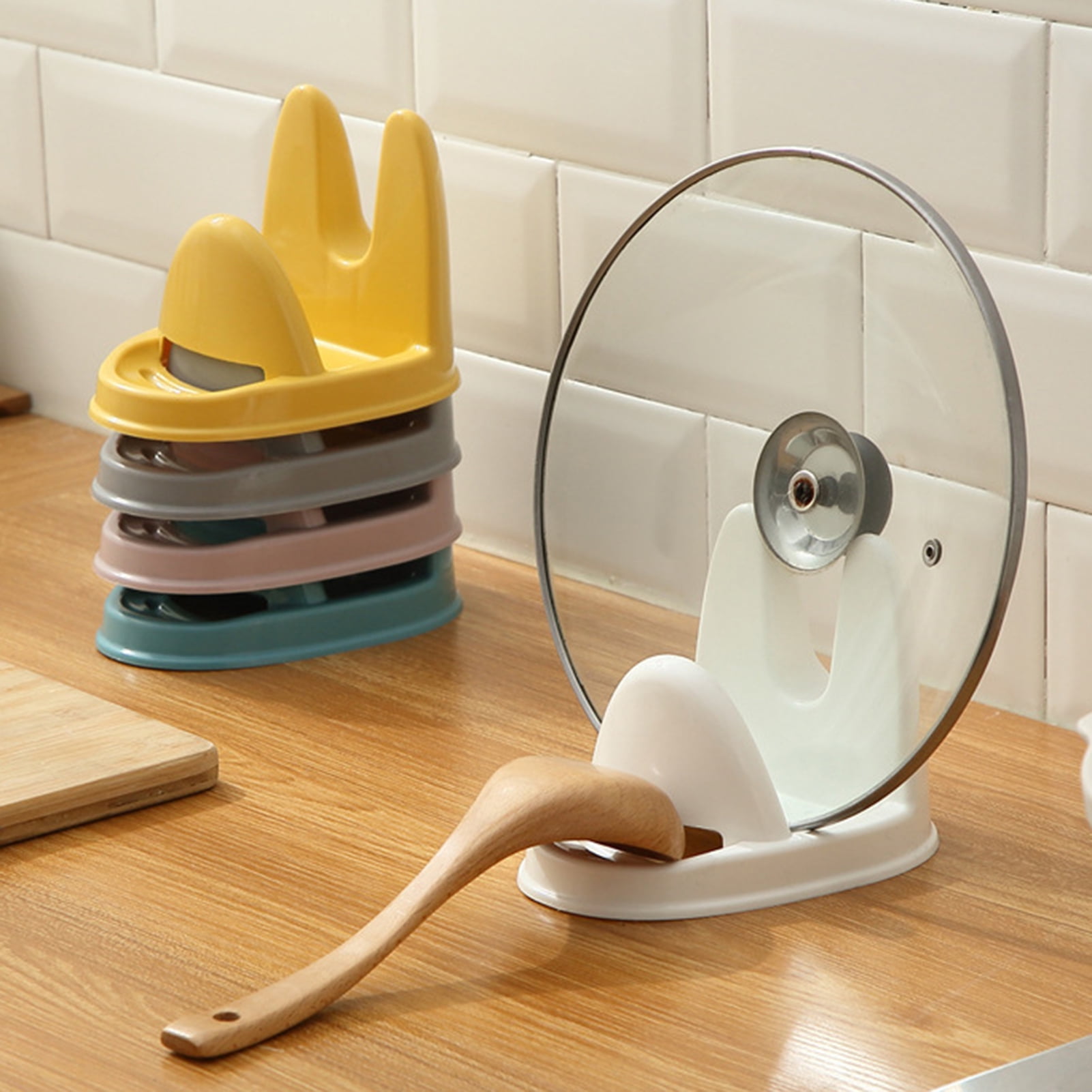 Ludlz Nonslip Spoon Fork Spatula Stand Storage Rack Pot Lid Holder