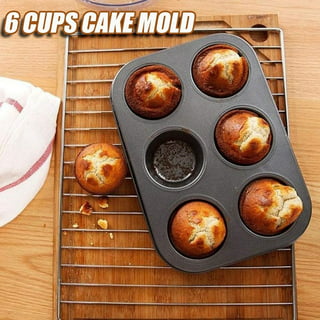 HOMOW 3D Giant Cupcake Pan, Non-Stick Carbon Steel Jumbo Cupcake Pans, Large Cupcake Mold NS8-001