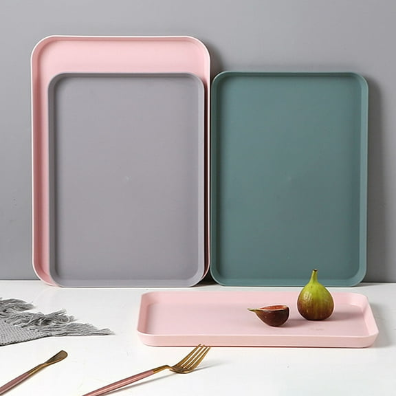 Ludlz Nordic Simple Rectangular Fruit Dessert Plastic Storage Tray Kitchen Supplies