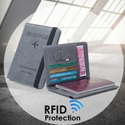 Ludlz Passport Holder Cover, Protective Premium Leather Blocking Wallet Travel Case for Passport,Faux Leather RFID Business Passport Air Ticket Bank ID Card Holder Cover Case
