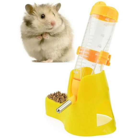 Ludlz Pet Drinking Bottle with Food Container Base Hanging Water Feeding Bottles Auto Dispenser for Hamsters Rats Small Animals Ferrets Rabbits Small Animals