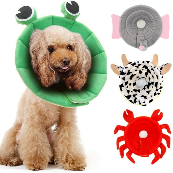 Ludlz Pet Recovery Collar, Cute Crab Shape Neck Cone After Surgery, Adjustable Pet E Collar, Protective Surgery Recovery Elizabethan Collars for Cat Small Medium Dog