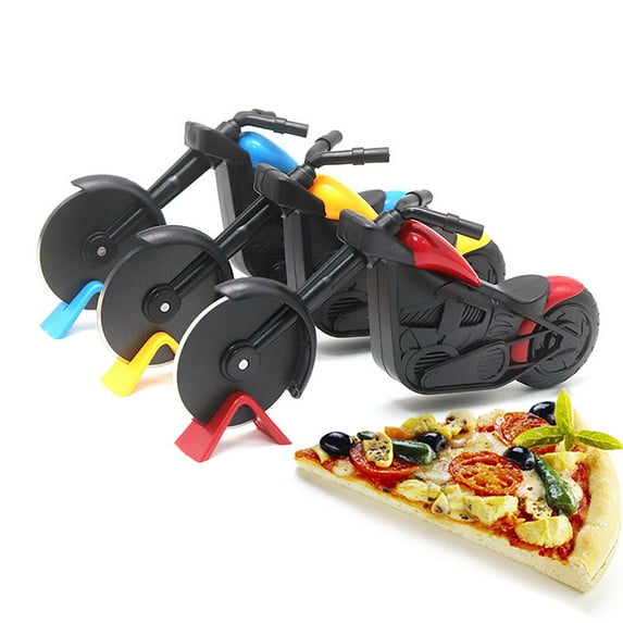 Ludlz Pizza Cutter Motorcycle Shape Food Grade Sharp Blade Reusable with Fixed Head Cut Pizza Stainless Steel Labor Saving Pizza Wheel Kitchen Tool