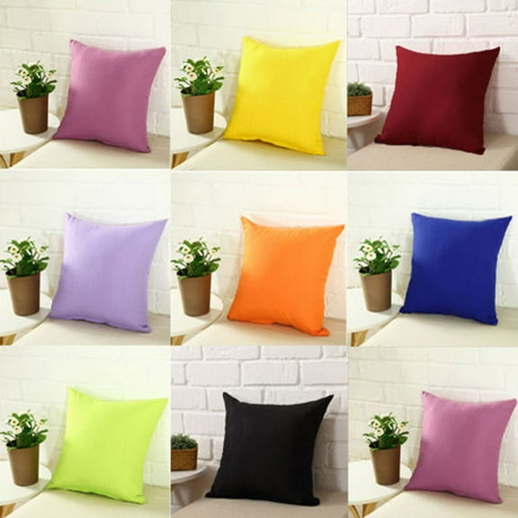 Ludlz Plain Solid Color Throw Pillow Case Home Sofa Linen Cotton Square Cushion Cover