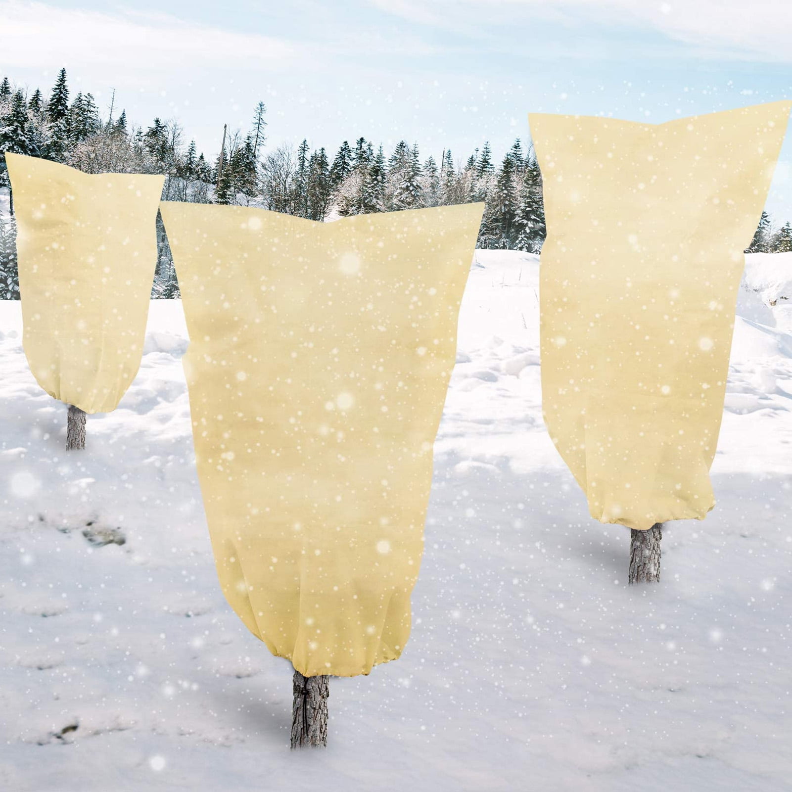 Ludlz Plant Freeze Protection Cover Bags, AntiFreeze Drawstring Winter