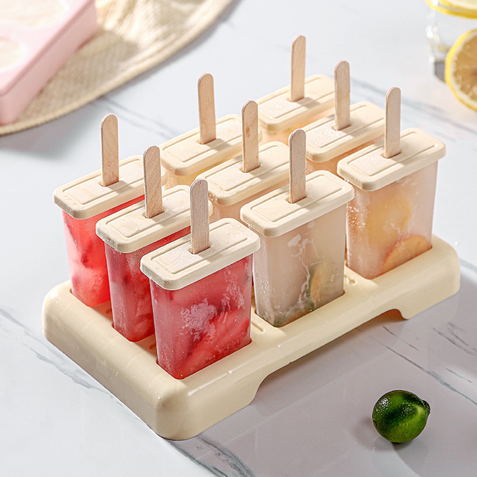 Frogued 4Pcs Ice Cream Molds Cone Shape Popsicle Stick Food Grade  Non-sticky Plastic Mould DIY Baking Reusable Ice Cube Pudding Popsicle Maker  Molds Kitchen Accessories (White) 